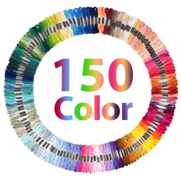 150 Color Skeins Rainbow Color Embroidery Floss，Cross Stitch Threads, Bracelet Y