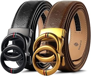 DOOPAI Leather Ratchet Belt for Men, Adjustable Belt with Metal Buckle for