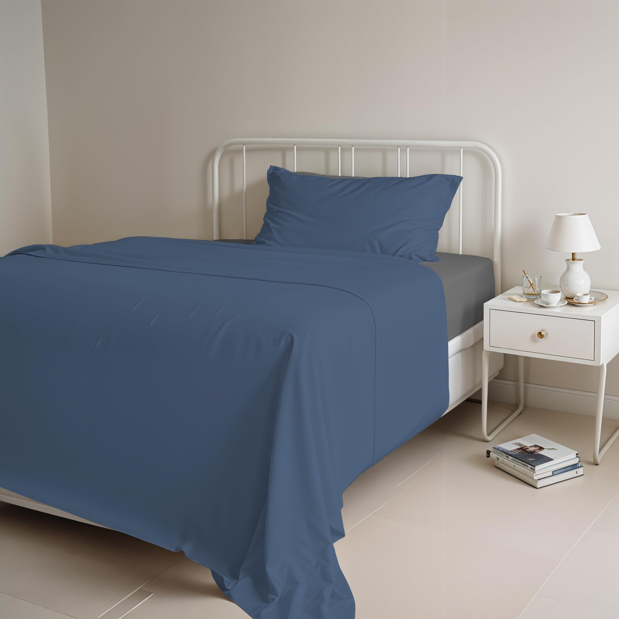 Italian Bed Linen - Bedding Set with Top Sheet, Bottom Sheet and Pillowcase, Dou