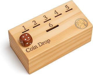 T one woods Coin Drop Game for Kids/Adult with dice and Wooden Box | Penny Game for Family Fun Coin Drop | Coin Drop Game for Family and Friends (Design-1)