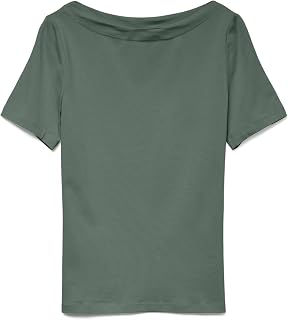VERO MODA Panda Women's Basic Stretch Short Sleeve Boat Neck Top