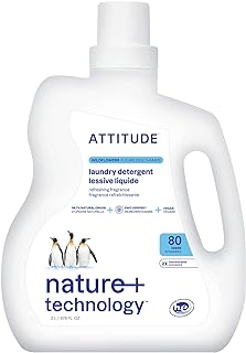 ATTITUDE 2X Concentrated Laundry Detergent, Wildflowers, 80 Loads | Removes Stains & Odors, HE & Standard Washers, Cold Water Effective, 98% Naturally Derived, Vegan & Cruelty-Free, Dye-Free
