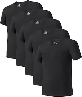 DAVID ARCHY Men's Bamboo Rayon Breathable Crew Neck Undershirts 3/5 Pack