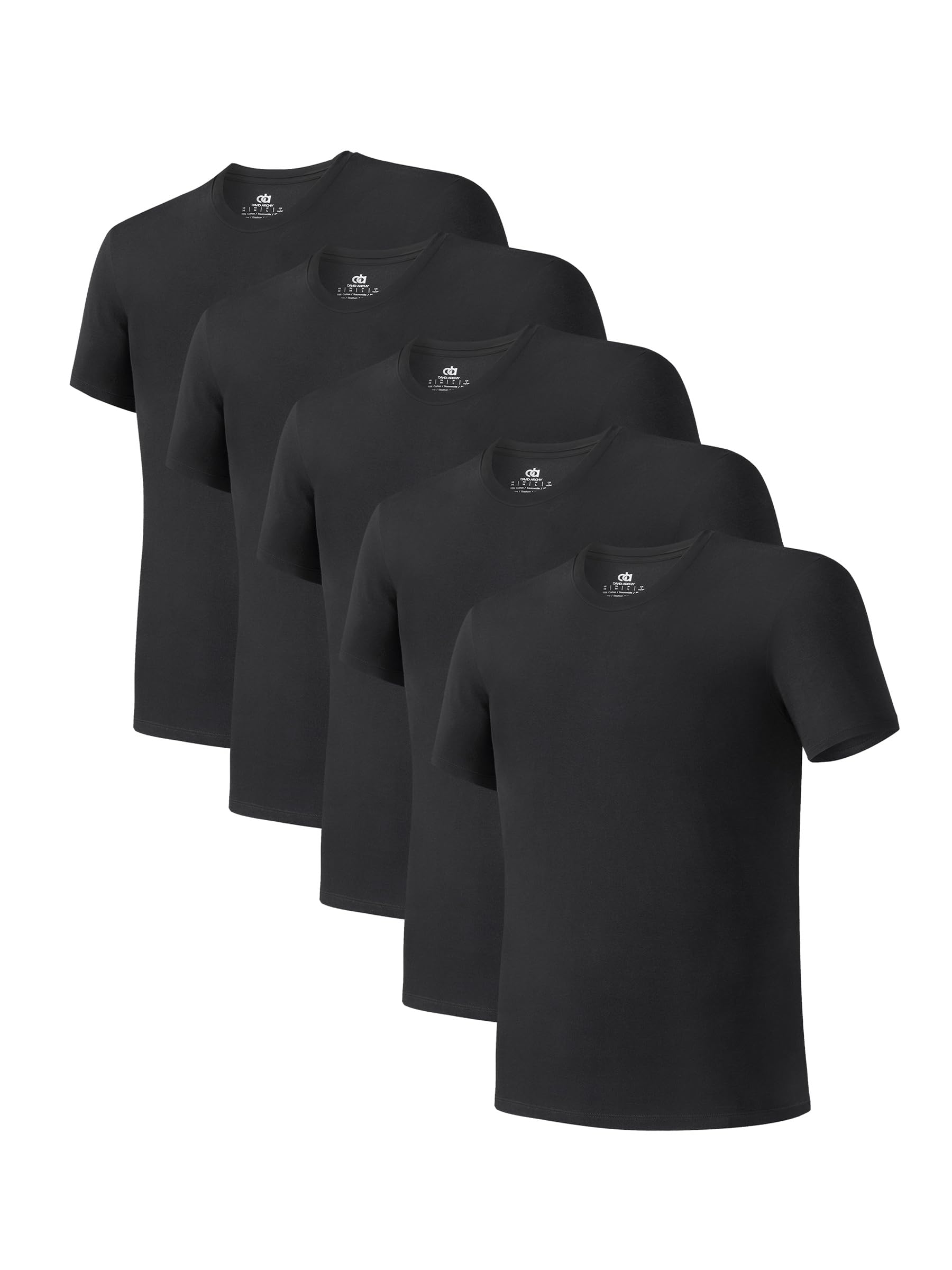 DAVID ARCHY Men's Bamboo Rayon Breathable Crew Neck Undershirts 3/5 Pack