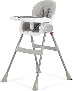 Dream On Me TableTalk 2-in-1 Convertible High Chair, 5-Point Harness, Gray | Dishwasher Safe Tray, Steel Frame, Easy to Clean Removable Seat Pad, For 6-36 months Toddlers, Compact &amp; Quick Folding Design