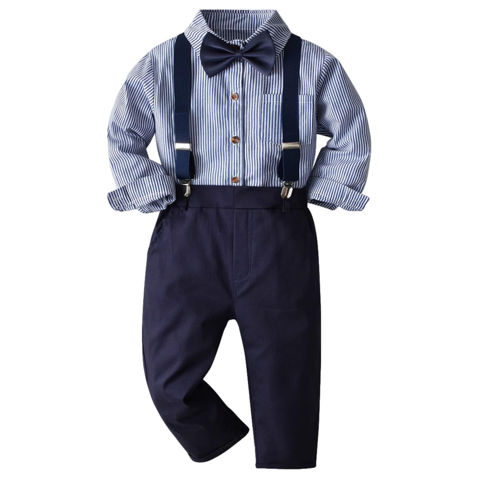 amropi Boys' Outfits and Matching Short Sleeve Shirt and Trousers and Tie for 3-