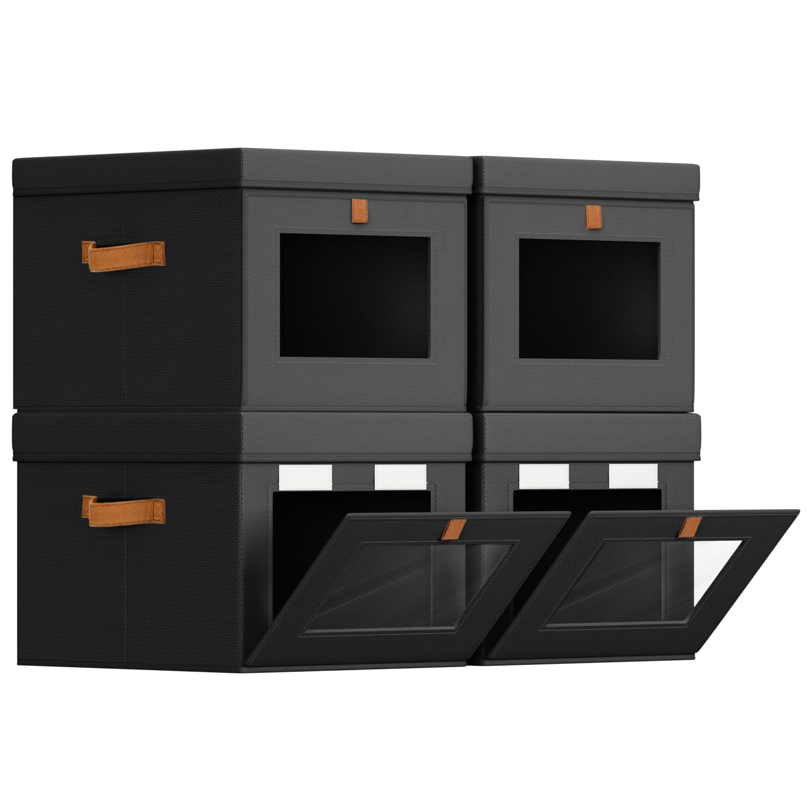 Homsorout Storage Bins with Lid – Closet Organizer with Side Opening and Clear W