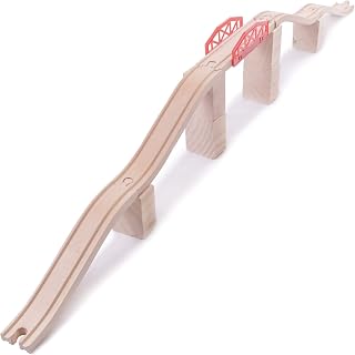 Conductor Carl Build-a-Bridge Set (11 pcs.) | Includes 1 Rail Bridge, 4 Ascending Tracks, 6 Risers Wooden Track Pieces | Compatible with All Major Brands | Classic Children's Hobby Toy Accessory