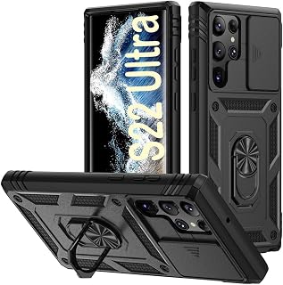 PASNEW Rugged Case for Samsung Galaxy S22 Ultra 5G,6.8",Black