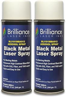 Brilliance Laser Inks Black Metal Laser Marking Spray, 12 oz Cans, 2 Pack | BLI101 anti-clog aerosol; permanent, high-contrast finish; CO2, Fiber and YAG compatibility