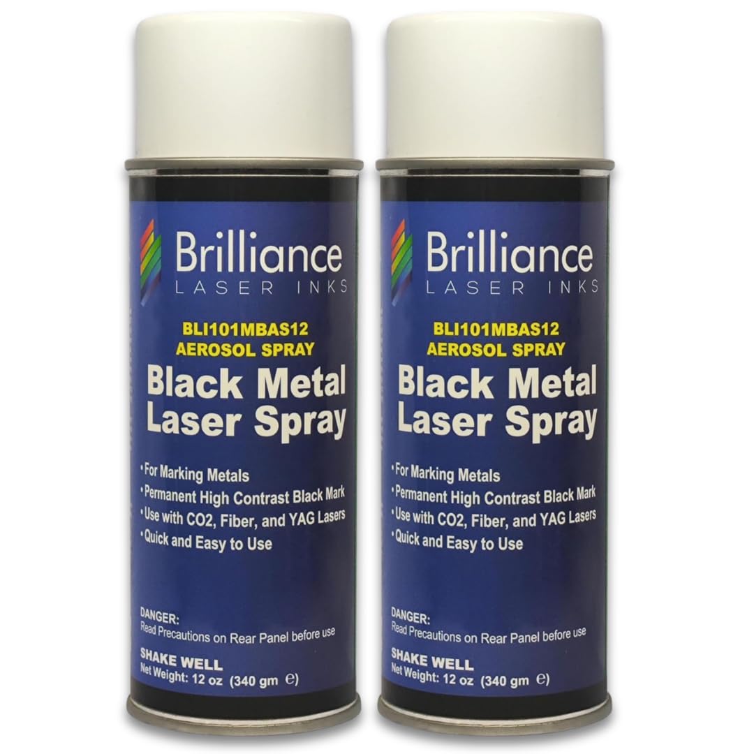 Brilliance Laser Inks Black Metal Laser Marking Spray, 12 oz Cans, 2 Pack | BLI1