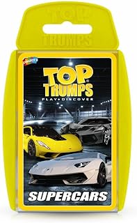 Top Trumps Supercars Classic Card Game, learn about the Aston Martin DBS, McLaren Senna and Bugatti Chiron in this educational pack, gift for ages 6 plus