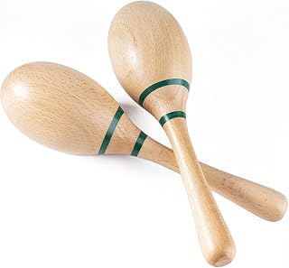 Musfunny Maracas Shakers Musical Instruments, Wooden Percussion for Adults | Professional Music Rattles Sand Hammer with Clear Sound for Birthday Gift Party Dance Live Performances, Green