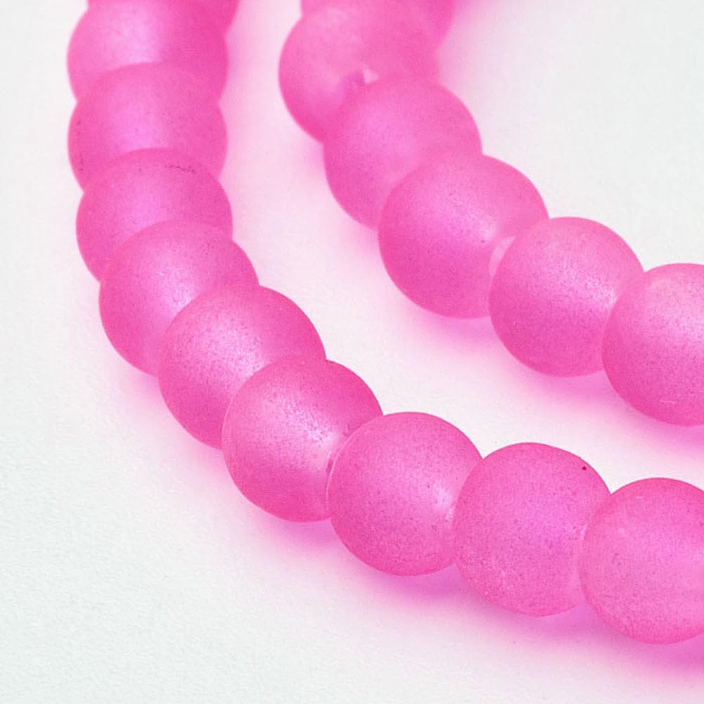 200pcs 4mm Round Frosted Glass Beads for Jewelry Making, Matte Glass Spacer Bead