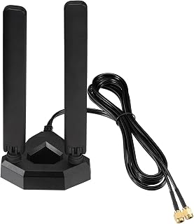 Eightwood WiFi 6E Tri-Band Antenna 6GHz 5GHz 2.4GHz Gaming WiFi Antenna | RP-SMA Magnetic Base Antenna with 6.5ft Extension Cable for PC Desktop Computer PCIe WiFi 6E Card, Router
