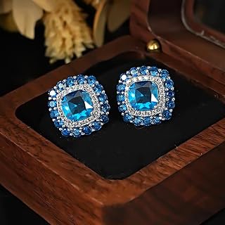 Bright Cubic Zirconia Stud Earrings Elegant Lady Jewelry