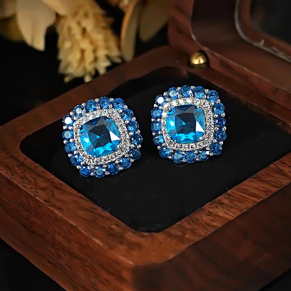 Bright Cubic Zirconia Stud Earrings Elegant Lady Jewelry