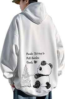 Bligo Men's Hoodie, L-5XL, Sweatshirt, Autumn Clothing, Long Sleeve, Round Neck, With Pockets, Large Size, Panda Pattern, Loose, Plain, Stylish, Pullover, Casual, Back Print, Simple, Popular, Soft
