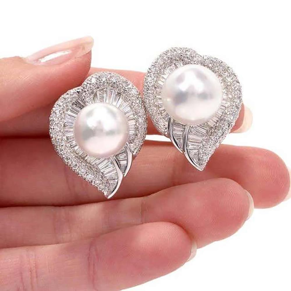 Heart Shaped Stud Earrings Faux Pearl Stud Earrings Fashion Jewelry for Women