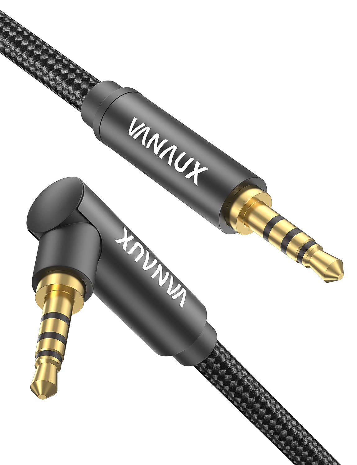 VANAUX 4極 AUX ケーブル 片側L型 3.5mm TRRS オーディオケーブル オス-オス イヤホンジャック スマホ/PC/TV/モニター/ヘッドホン