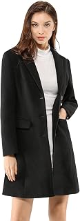 Allegra K Women's Single Breasted Peacoat Work A-line Winter Overcoat
