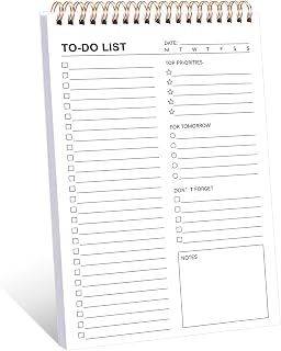 Thboxes To Do List Notepad, Undated Daily Planner Pad A5, 52 Sheets | Tear-off Sheets, Waterproof PVC Cover, 100gsm Thick Paper, Double-sided Pages, for Work School Personal Organized