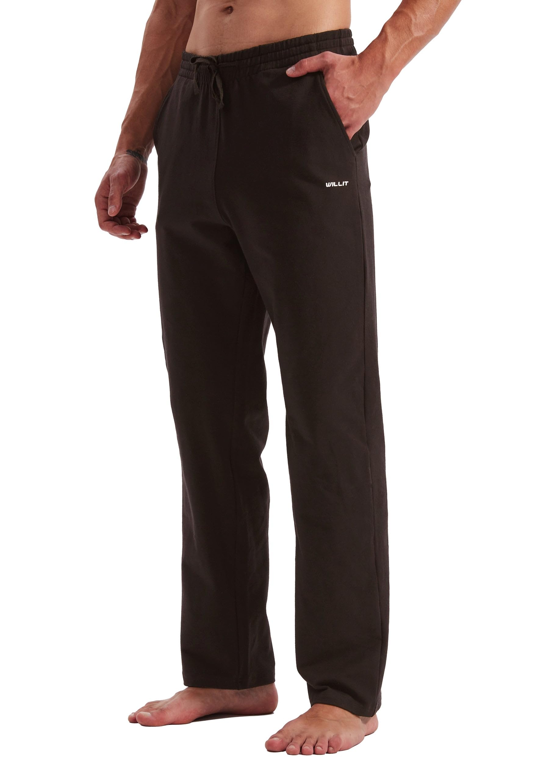 WILLIT Mens Cotton Jogging Bottoms Yoga Pants Workout Open Top Sports Trousers w