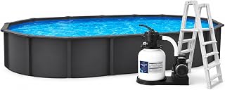 Onyx Above Ground Resin Pool with Liner, Skimmer, 16" Sand Filter, 3/4 HP Pump, Ladder & Fittings (15' x 30' Oval)