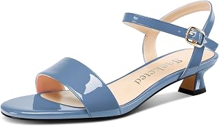 Saekcted Women Kitten Low Heel Open Toe Strappy Ankle Sandals Slingback Buckle Dress Shoes Casual Party Summer 3CM Heels