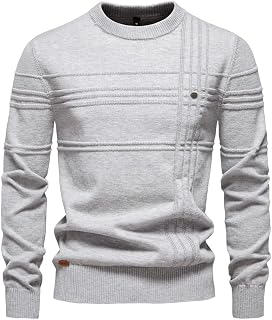 Generisch Men's Winter Pullover Crew Neck Fine Knit Pullover Men's Knitted Jumper Casual Pullover Long Sleeve Sweater Slim Fit Casual Top