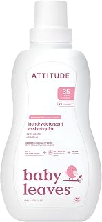 ATTITUDE Baby Laundry Detergent, Dermatologist Tested, Unscented, 80 Loads | EWG Verified, Removes Stains & Odors, Extra Gentle for Newborns, Safe for Cloth Diapers, 98% Naturally Derived