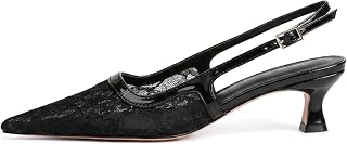 Women Pointed Toe Slingback Kitten Heels Low Heel Pointed Toe Pumps