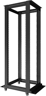 42U 4-Post Open Frame Server Rack – Adjustable Depth 24"–37", 19" Network Equipment Rack with Square Mounting Holes, Floor Standing Steel Rack for IT, AV & Telecom