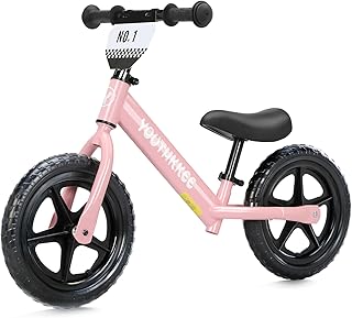 Youthkkee Toddler Balance Bike, Tool-Free Adjustable,Gift for 1-3 | Quick Assembly, No Pedal Kids Toy Bike for 2-5 Years Old, Customize Plate with 2pcs Stickers