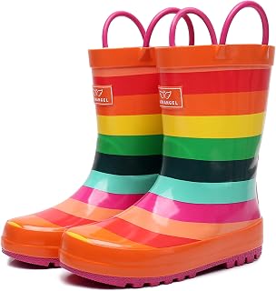 RAINANGEL Toddler Rain Boots with Easy-On Handles, Waterproof Kids Rain Boots for Girls & Boys, Fun Printed & Colors Unisex-Child Outdoor Boots