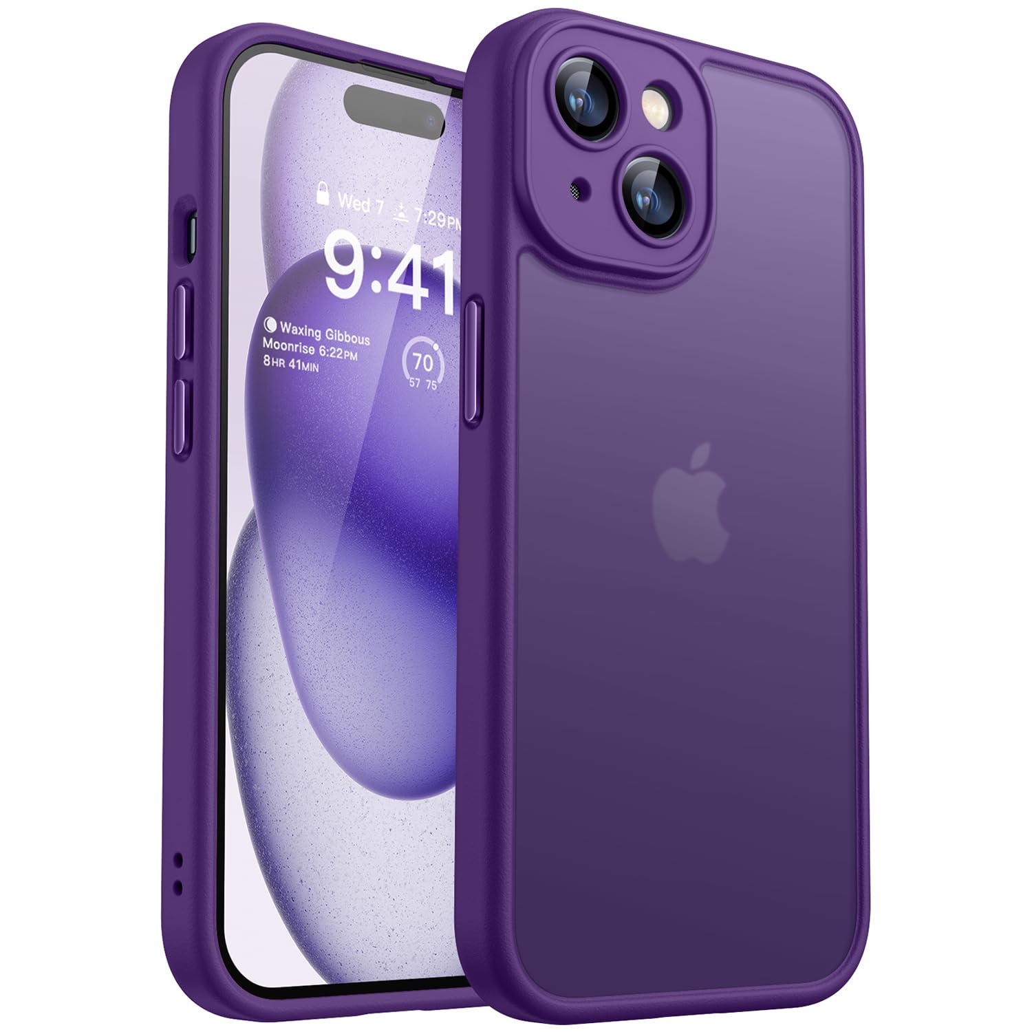 CANSHN For iPhone 15 Case with Camera Protection - Dark Purple