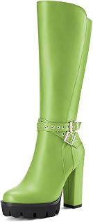 Castamere Women's Chunky Wide High Heel Closed Toe Round Toe Half Zipper Buckle Closure Office Classic Boots