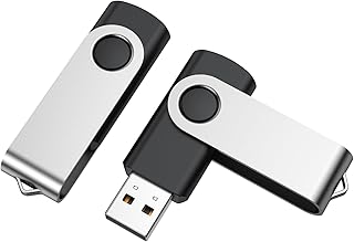 RAOYI 2 Pack 32GB USB Flash Drive Swivel USB Stick 32G USB 2.0 Memory Stick Metal Cap USB Drive with LED Light Thumb Drive USB Key for Data Storage Black