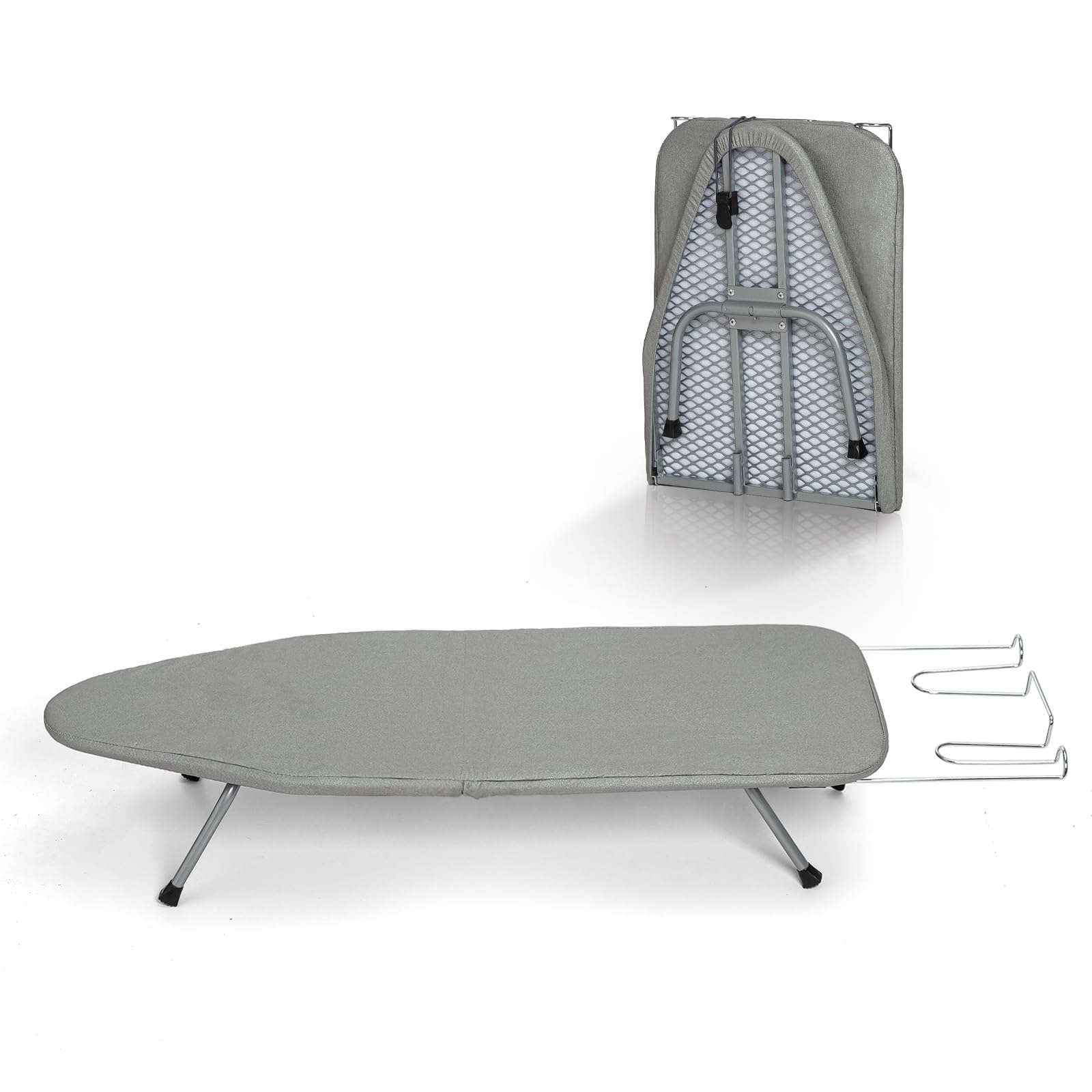 BlissBoard Grey Tabletop Mini Ironing Board 31"x12" Foldable | With Iron Rest & 