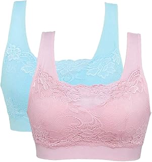 Litthing Women's Sports Bras Padded Lace Without Underwire Seams