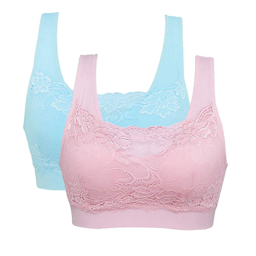 Litthing Women's Sports Bras Padded Lace Without Underwire Seams