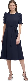 DKNY V-Neck Puff Sleeve Sheath Dress Women