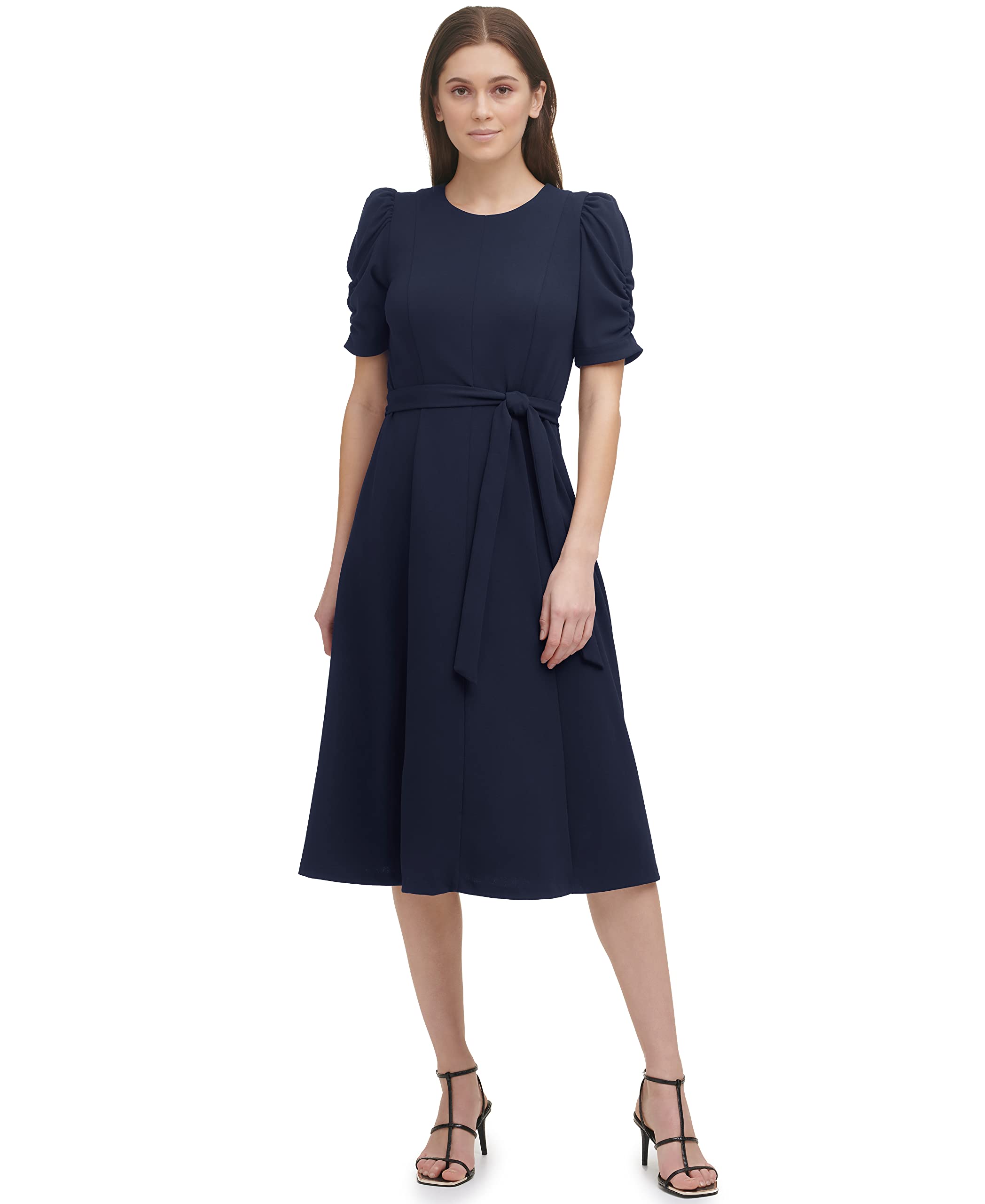 DKNY V-Neck Puff Sleeve Sheath Dress Women