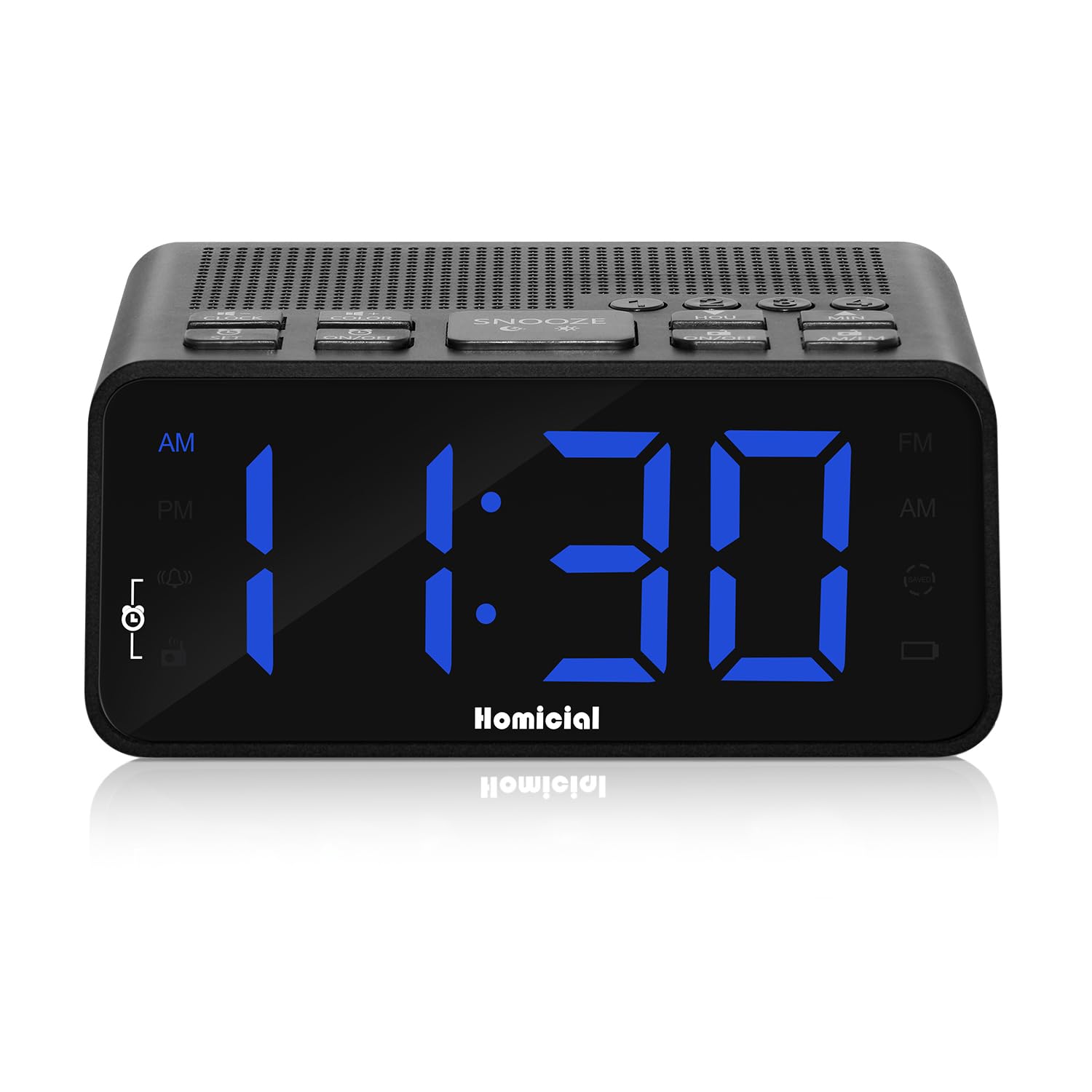 Homicial Digital Alarm Clock Radio with AM/FM Radio, Multi-Colors 1.4” LED Digit