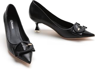 C.Paravano Kitten Heels for Women Pointed Toe 2.16'' Low Heel Pumps Shoes