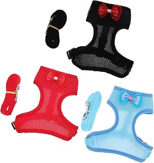 Lexziuo 3 Sets Chicken Harness Leash, Lightweight Cloth Pet Chicken Walking Vest Leash, Cute Poultry Harness Lead Suitable for Rooster and Backyard Chicken Outdoor Walking Training