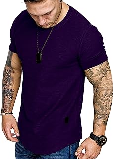 Fashion Mens Short Sleeve Muscle Gym Athletic Cotton Workout T Shirt