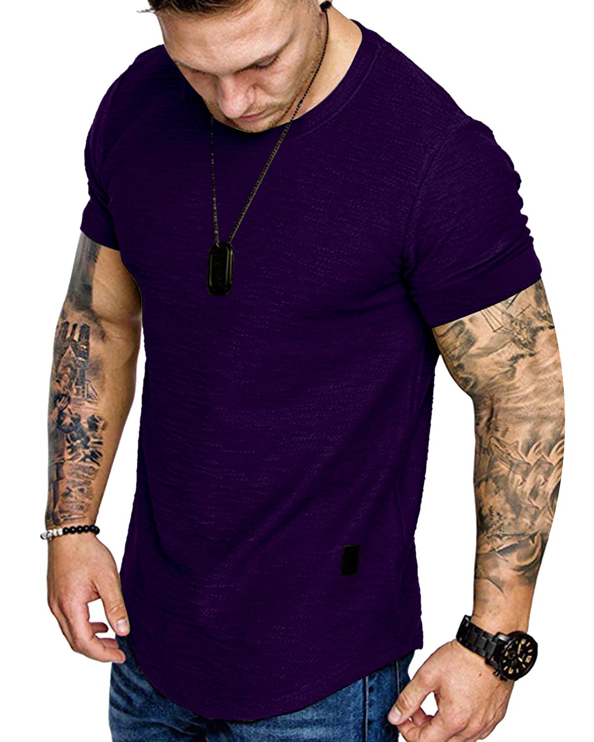 Fashion Mens Short Sleeve Muscle Gym Athletic Cotton Workout T Shirt
