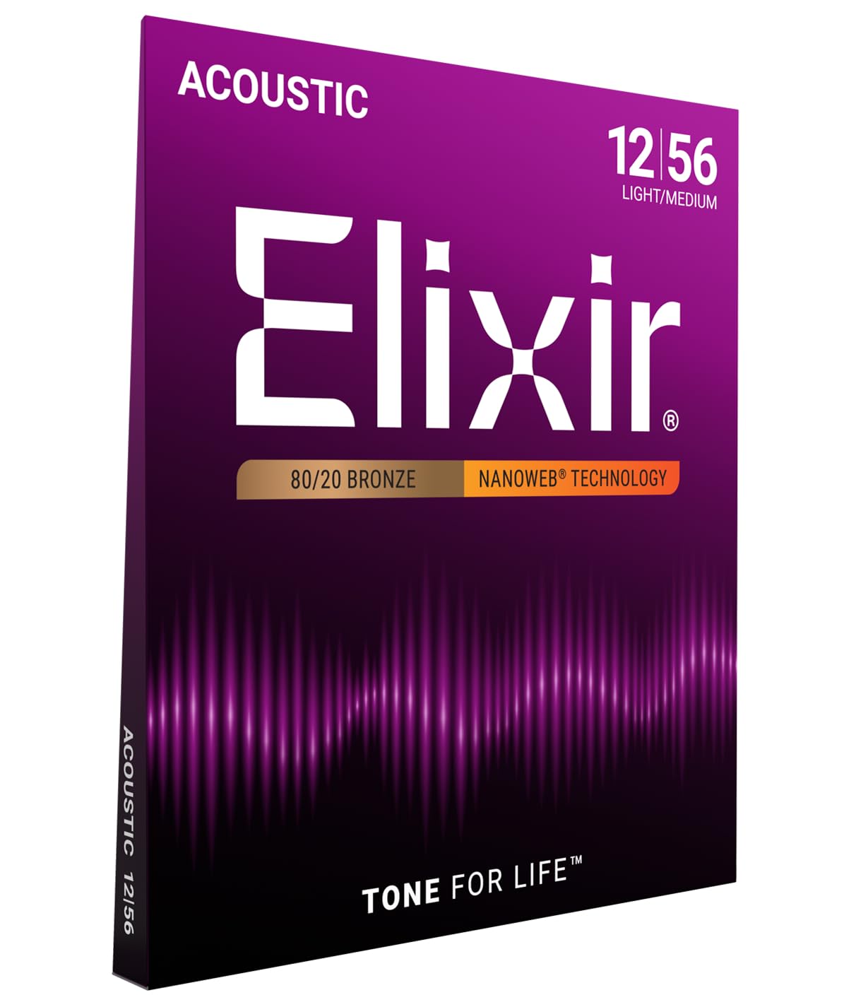 Elixir Strings 80/20 Bronze Acoustic Guitar Strings w NANOWEB Coating, Light/Med