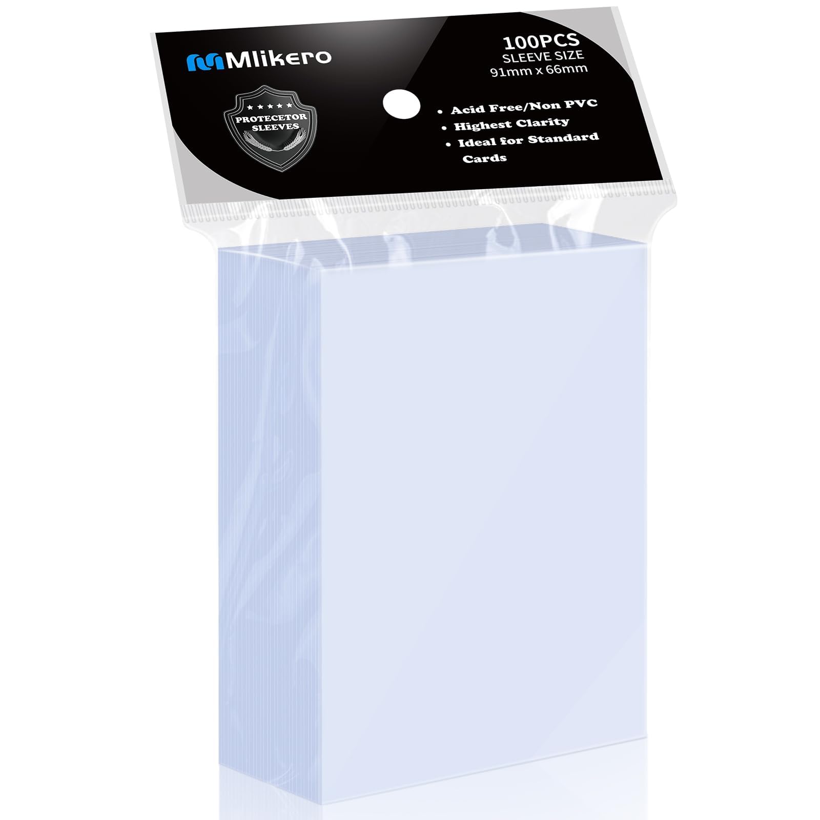Mlikero 100 Pcs Clear Card Sleeves, Standard Size Trading Cards Protector Fit fo